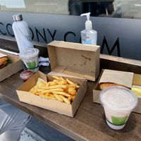 Burger, fries + shake at Honeybee Burger in Los Angeles