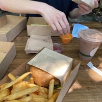 get the combo! best bang for your buck at Honeybee Burger in Los Angeles