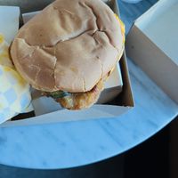 Amazing fish sandwich   at Honeybee Burger in Los Angeles