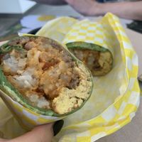 Bee-rito with added impossible meat  at Honeybee Burger in Los Angeles