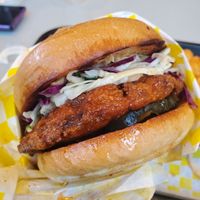 Hot honey chick-a-bee at Honeybee Burger in Los Angeles