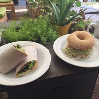 Hummus wrap and Breakfast Bagel hold the egg! at Date & Thyme - Help Yourself in Key West