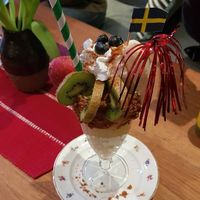 Vegan freakshake with an rotten apple on the back. at Älskade Traditioner in Stockholm