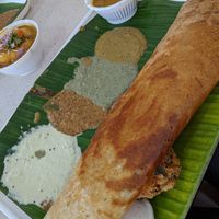 Dosai and chutneys at Murugan Idli Shop in Central Singapore