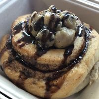 No frosting; chocolate sauce; cookie dough.  at Cinnaholic in Pearland