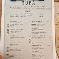 Menu at Mōpa in Paris