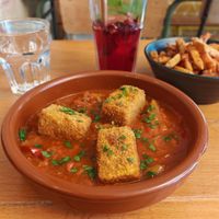 Chakchouka and organic tofu (Peppers, tomatoes, fried tofu, and parsley) at Mōpa in Paris