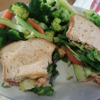 Zucchini Grillini on gluten free bread (with no muenster) and steamed veggies as the side at Jason's Deli in Naples