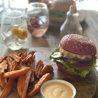 Vegan cheese burger  at Lisica Cafe in Maribyrnong