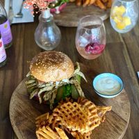 Vegan Chicken burger  at Lisica Cafe in Maribyrnong