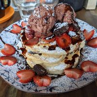 Chocolate pancakes at Lisica Cafe in Maribyrnong