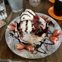 Chocolate pancakes at Lisica Cafe in Maribyrnong