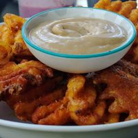 Waffle fries at Lisica Cafe in Maribyrnong