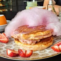 Pink Pataya pancakes at Lisica Cafe in Maribyrnong