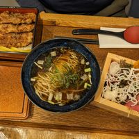 Tokyo next shoyu ramen with side of unaji at Uki Green in Warsaw