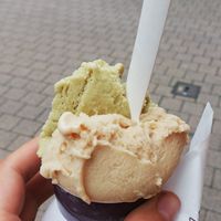 Vegan almond-coffee and almond-pistachio sorbet at Bargello in Luxembourg City