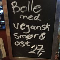 Bun with vegan butter and cheese  at Café Griffens in Copenhagen