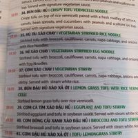 Vegetarian menu entrees at Pho Viet 2 in Palm Bay