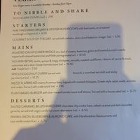 Vegan menu as of 24th October 2020 at The Brampton Mill in Huntingdon
