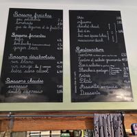 Menu above counter at Terra Vega in Nantes