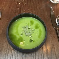 Pea gaspacho  at Wotton House in Wotton