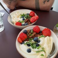 Homemade granola with oat yoghurt at Nostra in Malmo