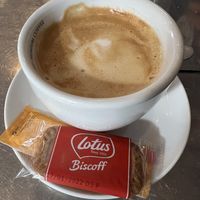 Coffee with almond milk and vegan biscuit  at Cañada de Garachico in Tenerife