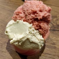 Strawberry, hazelnut, pistacchio at Gelateria Gianni in Bologna