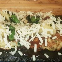 Vegan okonomiyaki (size small but it was still big haha) at OKO Okonomiyaki in Osaka