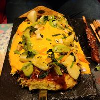Okonomiyaki & Vegan gyoza. at OKO Okonomiyaki in Osaka