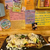 Okonomiyaki M size with vegan cheese at OKO Okonomiyaki in Osaka