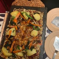 The right is not vegan (sorry)! at OKO Okonomiyaki in Osaka