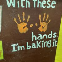 Beautiful message as you walk in   at OKO Okonomiyaki in Osaka