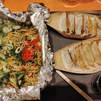 Vegan yakisoba and gyoza at OKO Okonomiyaki in Osaka