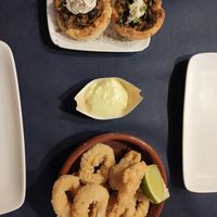 Aros de konjec y quiche de champis at CactusCat Bar in Barcelona