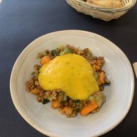 Ensalada de lentejas con salsa de mango. at CactusCat Bar in Barcelona