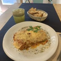 Lasaña vegana at CactusCat Bar in Barcelona