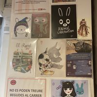 Animal liberation wall  at CactusCat Bar in Barcelona