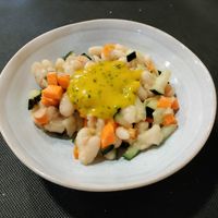 White bread salad with mango mint dressing at CactusCat Bar in Barcelona