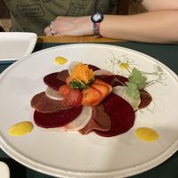 Carpaccio: beets and jamón  at CactusCat Bar in Barcelona