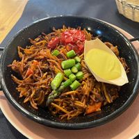 Fideos de setas con su salsa  at CactusCat Bar in Barcelona