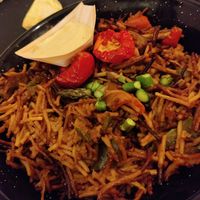 Mushroom fideuá at CactusCat Bar in Barcelona