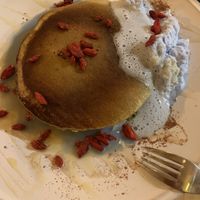 Pancakes with Coconut Whipped Cream at CactusCat Bar in Barcelona