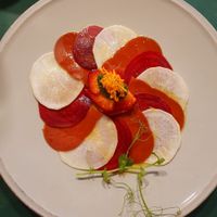 Carpaccio with beetroot, radish and ham! at CactusCat Bar in Barcelona