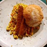 Vega  sausage and Tofu! at CactusCat Bar in Barcelona