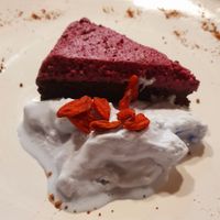 Chocolate & Raspberry sponge cake! at CactusCat Bar in Barcelona