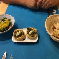 Mini mushroom quiche as entree  at CactusCat Bar in Barcelona