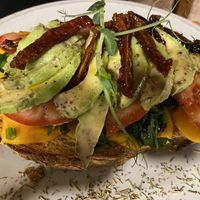 Avocado and tomato on toast  at CactusCat Bar in Barcelona