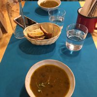 Hot lentil soup (part of the menu deal)  at CactusCat Bar in Barcelona