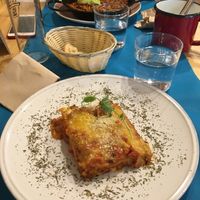 Lasagna and paella noodles   at CactusCat Bar in Barcelona